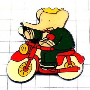 ピンバッジ・ぞうのババール象バイク二輪オートバイ BABAR BIKER