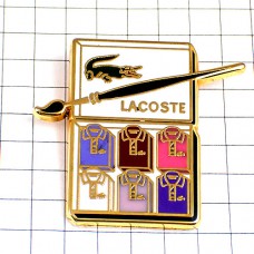 ピンバッジ・ラコステ青系ポロシャツ絵の具のパレットと筆 LACOSTE