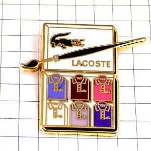 ピンバッジ・ラコステ青系ポロシャツ絵の具のパレットと筆 LACOSTE