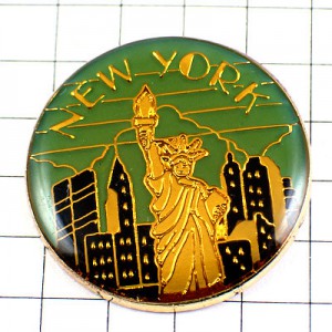 ピンバッジ・ニューヨーク自由の女神アメリカ/USA NEW-YORK STATUE-OF-LIBERTY TWINN-TOWERS WORLD-TRADE-CENTER