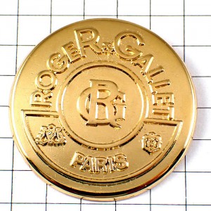 ピンバッジ・ロジェ＆ガレ化粧品パリ金色ゴールド丸型 ROGER&GALLET