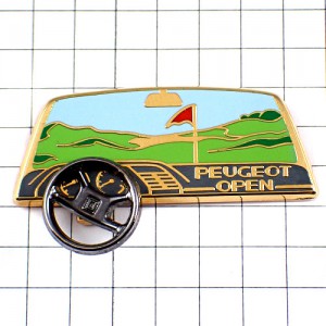 ピンバッジ・プジョー車のハンドルとフロントガラス緑ゴルフ大会 PEUGEOT FRANCE