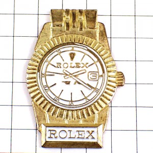 ピンバッジ・ロレックス金色の腕時計ゴールド白い文字盤ROLEX SWISS