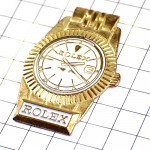 ピンバッジ・ロレックス金色の腕時計ゴールド白い文字盤ROLEX SWISS