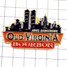 ピンバッジ・NYツインタワー摩天楼オールドバージニア酒バーボンウイスキー OLD-VIRGINIA BOURBON WHISKEY WHISKY USA