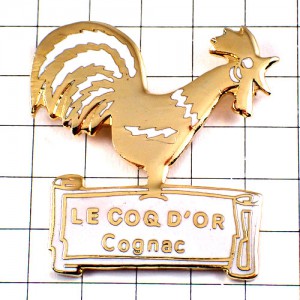 ピンバッジ・金色の雄鶏ニワトリ鳥コニャック酒 COGNAC LE-COQ-D-OR FRANCE