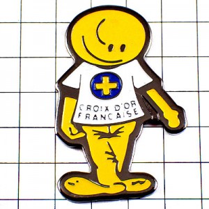 ピンバッジ・金の十字メディカル救急医療 CROIX-D-OR-FRANCAISE SMILEY RESCUE FRANCE