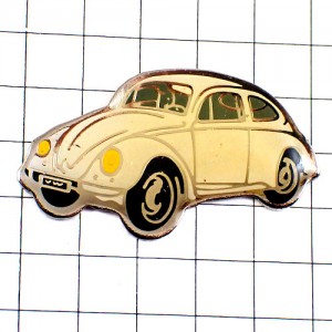 ピンバッジ・ワーゲン車ビートル白オールドカーVW-BEETLE VW VOLKSWAGEN GERMANY