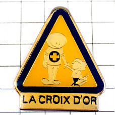 ピンバッジ・子どもと金十字の人 CROIX-D-OR-FRANCAISE RESCUE FRANCE