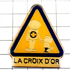 ピンバッジ・子どもと金十字の人 CROIX-D-OR-FRANCAISE RESCUE FRANCE