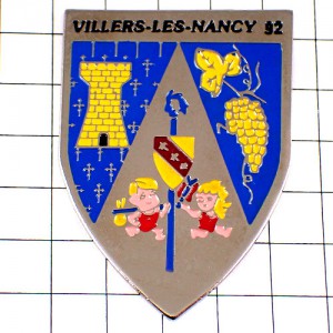 ピンバッジ・ヴィレ＝レ＝ナンシー紋章と子どもたち VILLERS-LES-NANCY FRANCE