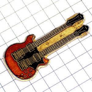 ピンバッジ・ダブルネックギター音楽ミュージック弦楽器 GUITAR