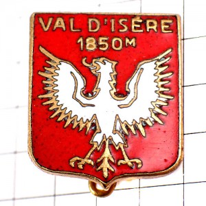 ブローチ・ヴァル＝ディゼール鷲イーグル白いワシの赤い紋章 VAL-D-ISERE FRANCE