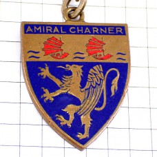 キーホルダー・ライオン赤い船の紋章アミラル チャーナー装甲巡洋艦 AMIRAL-CHARNER FRANCE