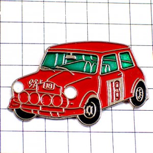 ピンバッジ・赤オースティンミニ車18番 AUSTIN MINI COOPER AUSTIN-MINI-COOPER MORRIS-MINI-COOPER ENGLAND