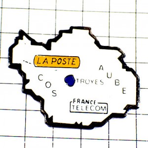 ピンバッジ・白い地図ラポスト郵便局フランステレコム電話局