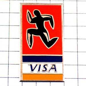 ピンバッジ・ビザ走る人クレジットカードVISA