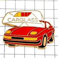 ピンバッジ・赤いスポーツカー車フロントガラス正面 CARGLASS