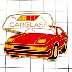 ピンバッジ・赤いスポーツカー車フロントガラス正面 CARGLASS