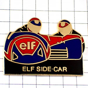 ピンバッジ・バイク二輪サイドカー付きレース仕様エルフ石油 ELF SIDE-CAR FRANCE