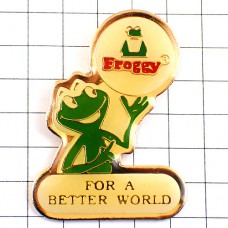 ピンバッジ・カエル緑蛙フロッギーより良い世界のために FROGGY FOR-A-BETTER-WORLD