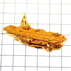 ピンバッジ・金色の軍艦ミリタリー海軍シャルルドゴール空母 CHARLES-DE-GAULLE AIRCRAFT-CARRIER FRANCE