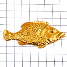 ピンバッジ・金色ゴールド魚フィッシング釣り