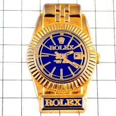 ピンバッジ・ロレックス金色の腕時計ゴールド青い文字盤 ROLEX SWISS