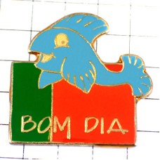 ピンバッジ・青い魚ポルトガル国旗 BOM-DIA BONJOUR PORTUGAL FLAG