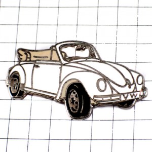 ピンバッジ・ワーゲン車ビートル白オープンカー VW-BEETLE VW VOLKSWAGEN GERMANY