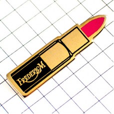 ピンバッジ・フレデリック化粧品ピンク色の口紅 FREDERIC-M LIPSTICK FRANCE