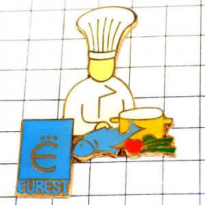 ピンバッジ・ユーロ魚料理シェフ料理人コックさん EUREST FRANCE