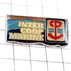 ピンバッジ・マリーン船のイカリ錨ブルー波 INTER-COOP-MARINE FRANCE