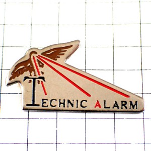 ピンバッジ・鷲イーグル鳥アルファベットＴ TECHNIC-ALARM SECURITY SAFETY