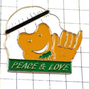 ピンバッジ・ラブアンドピース白い髪ハワイの手 PEACE PEACE&LOVE ARABIA