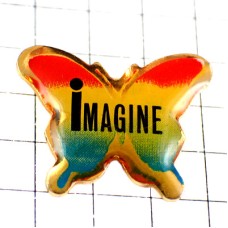 ピンバッジ・ジョンレノン曲イマジン蝶々ビートルズ音楽チョウチョウ虹色 BEATLES IMAGINE BUTTERFLY ENGLAND