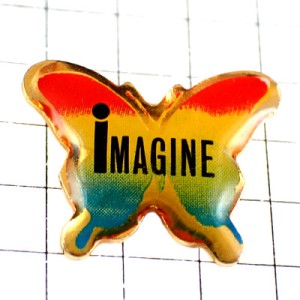 ピンバッジ・ジョンレノン曲イマジン蝶々ビートルズ音楽チョウチョウ虹色 BEATLES IMAGINE BUTTERFLY ENGLAND