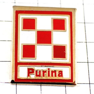 ピンバッジ・赤白の市松模様 PURINA