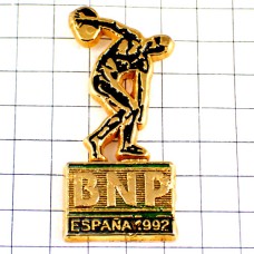 ピンバッジ・円盤投げスペインＢＮＰ銀行ミュロン古代ギリシア彫刻ゴールド金色/BNPパリバ銀行