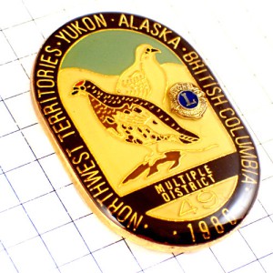 ピンバッジ・鳥たちアラスカ州ライオンズクラブＬLIONS-CLUB ALASKA BRITISH-COLUMBIA