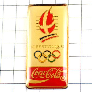 ピンバッジ・アルベールビル五輪オリンピック冬季コカコーラ1992年ビンテージ中古品