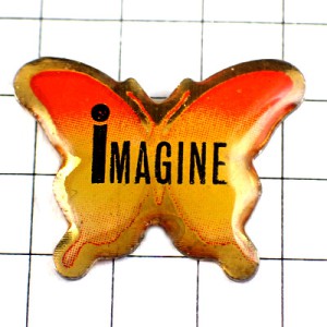 ピンバッジ・ジョンレノン曲イマジン蝶々ビートルズ音楽チョウチョウ虹色 BEATLES IMAGINE BUTTERFLY ENGLAND