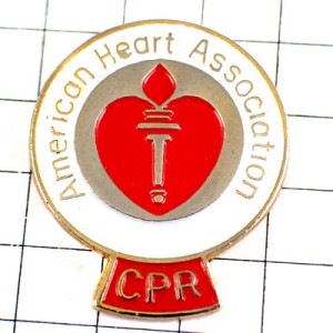 ピンバッジ・医療アメリカ心臓協会ハート赤 AMERICAN-HEART-ASSOCIATION CPR