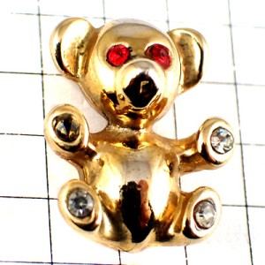 ピンバッジ・金色ゴールドの熊のぬいぐるみ TEDDY-BEAR