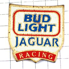 ピンバッジ・バドワイザー酒ビールのラベル型ジャガー車レーススポンサー BUDWEISER  JAGUAR ENGLAND