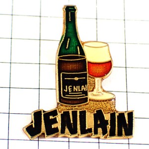 ピンバッジ・ビール瓶とグラス酒 JENLAIN