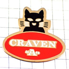 ピンバッジ・正面向きのクロネコ黒猫クラヴァンＡ煙草 CRAVEN TOBACCO ENGLAND CRAVEN-A BLACK-CAT