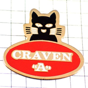 ピンバッジ・正面向きのクロネコ黒猫クラヴァンＡ煙草 CRAVEN TOBACCO ENGLAND CRAVEN-A BLACK-CAT