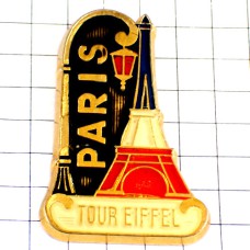 ピンバッジ・パリのエッフェル塔アンティーク街灯トリコロール青白赤 TOUR-EIFFEL PARIS FRANCE