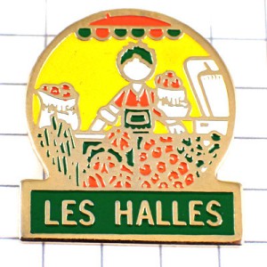 ピンバッジ・マルシェ野菜売りの奥さん LES-HALLES MARCHE MARKET